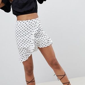 Emory Park White Polka Dot Asymmetrical Skirt